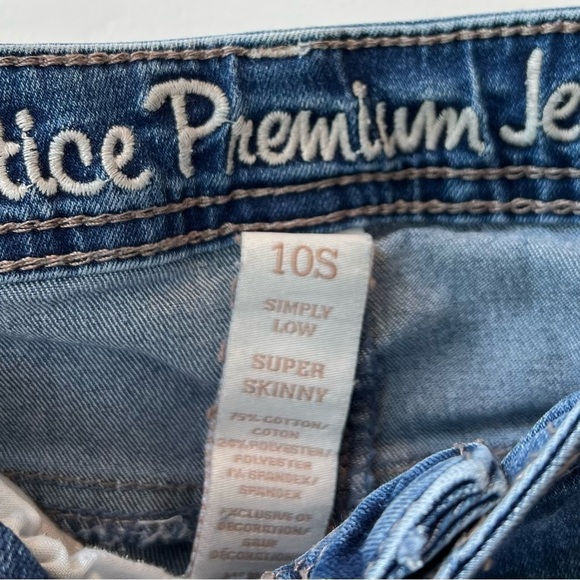 Justice Premium Girls Size 10S Simply Low Super Skinny Stretch Jeans Short Flaw - Picture 3 of 7